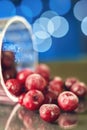 Closeup of the frozen cherry in the glass reflecting on the surface Royalty Free Stock Photo