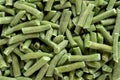 Closeup frozen cut green french bean.