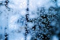Closeup of frozen ice crystals on window glass in winter Royalty Free Stock Photo