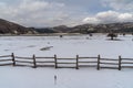 Closeup of the frozen Laceno Lake in Campania, Italy