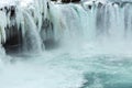 Closeup of frozen waterfall Godafoss, Iceland Royalty Free Stock Photo