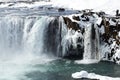 Closeup of frozen waterfall Godafoss, Iceland Royalty Free Stock Photo