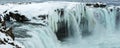 Closeup of frozen waterfall Godafoss, Iceland Royalty Free Stock Photo