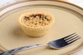 Closeup fruit crumble tart with a fork Royalty Free Stock Photo