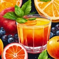 closeup of fruit juice liquid vector background, sharp detailed illustration, generative AI