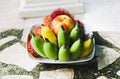 Closeup of Fruit offering sacred and Shrine Royalty Free Stock Photo