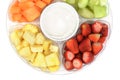 Closeup fruit platter with dip Royalty Free Stock Photo
