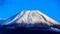 Closeup Fuji mountain Fujisan beautiful snowcapped volcano and blue sky background