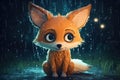 Closeup full body a cute adorable baby fox in medow and bright light generative ai rendered in the style of children - friendly