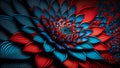 closeup full-frame background of red and blue petal flower, neural network generated art