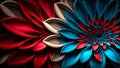 closeup full-frame background of red and blue petal flower, neural network generated art