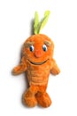 funny plush in shaped carrot on white background