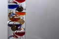 Closeup of a Galileo thermometer against white background with space for your text Royalty Free Stock Photo