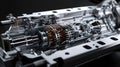 Closeup of gearbox on black background in automotive engineering Royalty Free Stock Photo