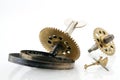 Closeup of gears and cogs clockwork and clock springs. Inside me Royalty Free Stock Photo