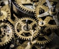 Closeup of gears and cogs clockwork