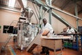 Closeup of geologists working with earth core rock samples in a lab. Johannesburg, South Africa.