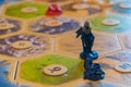 Closeup of a German board game called The Settlers of Catan