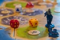 Closeup of a German board game called The Settlers of Catan