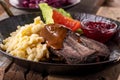 Closeup of a german sauerbraten