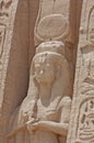 Closeup of giant statue showing Nefertari at Abu Simbel temple Royalty Free Stock Photo