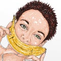 Closeup of girl with banana