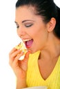 Closeup Girl Eat Popcorn Royalty Free Stock Photo