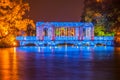 Closeup of Glass bridge under blue light at night, Guilin, China Royalty Free Stock Photo