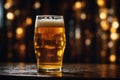 Closeup glass of cold beer with foam as texture and background. ai generative Royalty Free Stock Photo