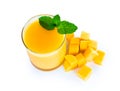 Closeup glass of mango fruit juice isolated on white background Royalty Free Stock Photo