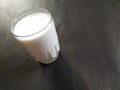 Closeup of a glass of milk, blackbackground Royalty Free Stock Photo