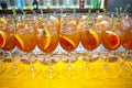 Closeup glass of orange alcoholic cocktails decorated with citrus slices Royalty Free Stock Photo