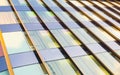 Closeup of glass wall of modern building. Colorful glass texture Royalty Free Stock Photo