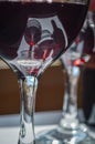 Closeup of glasses of red wine and bottle Royalty Free Stock Photo