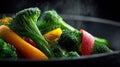 Closeup of glistening sauted broccoli and vegetables Royalty Free Stock Photo