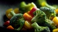 Closeup of glistening sauted broccoli and vegetables Royalty Free Stock Photo