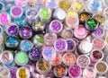 Closeup of Glitter Makeup Colors.