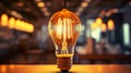 A closeup of a glowing led filament bulb Royalty Free Stock Photo