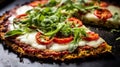 Closeup of gluten free cauliflower pizza