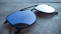 Closeup fashion sunglasses with wood background