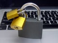 Padlocks on Laptop Keyboard - Data Protection Concept Royalty Free Stock Photo