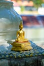 Closeup golden Buddha statue in temple Phra chao yai lue chai