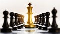Golden Chess King Standing in Front of Other Black Chess Pieces - Generative Ai Royalty Free Stock Photo