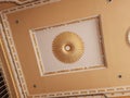 Golden color beautiful ceiling design in the Marriage Hall or Kalyana Mantapa Building Royalty Free Stock Photo