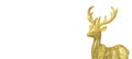 Closeup golden reindeer Christmas decoration isolated on white background with copy space Royalty Free Stock Photo
