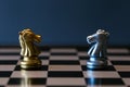 Chess horse knights against each other on board Royalty Free Stock Photo
