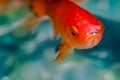 Closeup goldfish macro bright red orange colour
