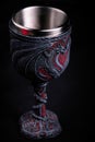 Closeup gothic winecup with dragon on it