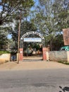 Closeup of Government Primary Health Center building and entrance board located in Lepakshi