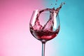 gradient red party glass wine alcohol liquid background white closeup drink. Generative AI.